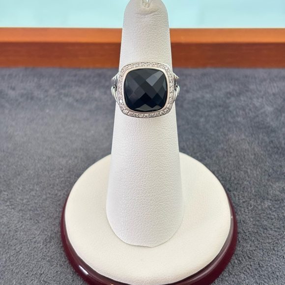 David Yurman 11mm Albion Ring with Black Onyx & Diamonds 5 - Picture 6 of 12